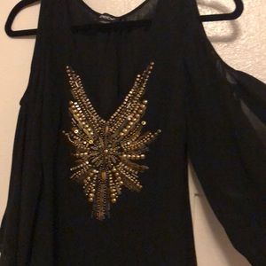 Bebe shoulderless sleeved black blouse size XS